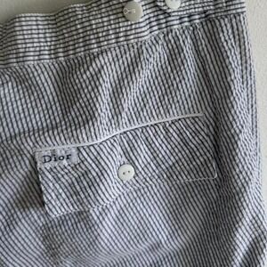 Christian Dior Vintage White and Blue Striped Mens Trousers Size M